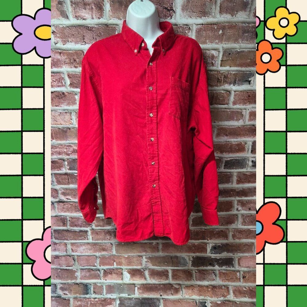 St Johns Bay Shirt XL | Red Button Up Cotton Casual Outdoor Classic‎ Workwear